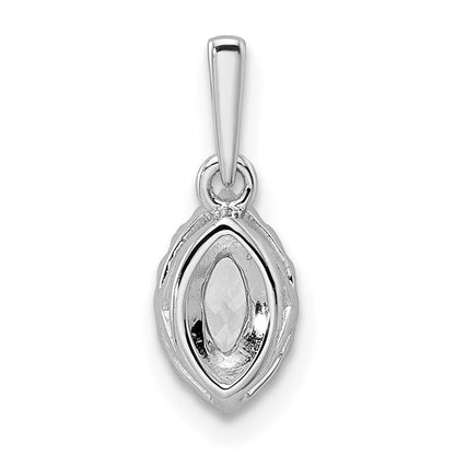 14K Weißgold Anhänger mit 0,10 ct. laborgezüchtetem Diamant VS/SI+ G+ und Weißem Saphir, Geburtsstein für April