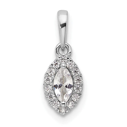 14K Weißgold Anhänger mit 0,10 ct. laborgezüchtetem Diamant VS/SI+ G+ und Weißem Saphir, Geburtsstein für April