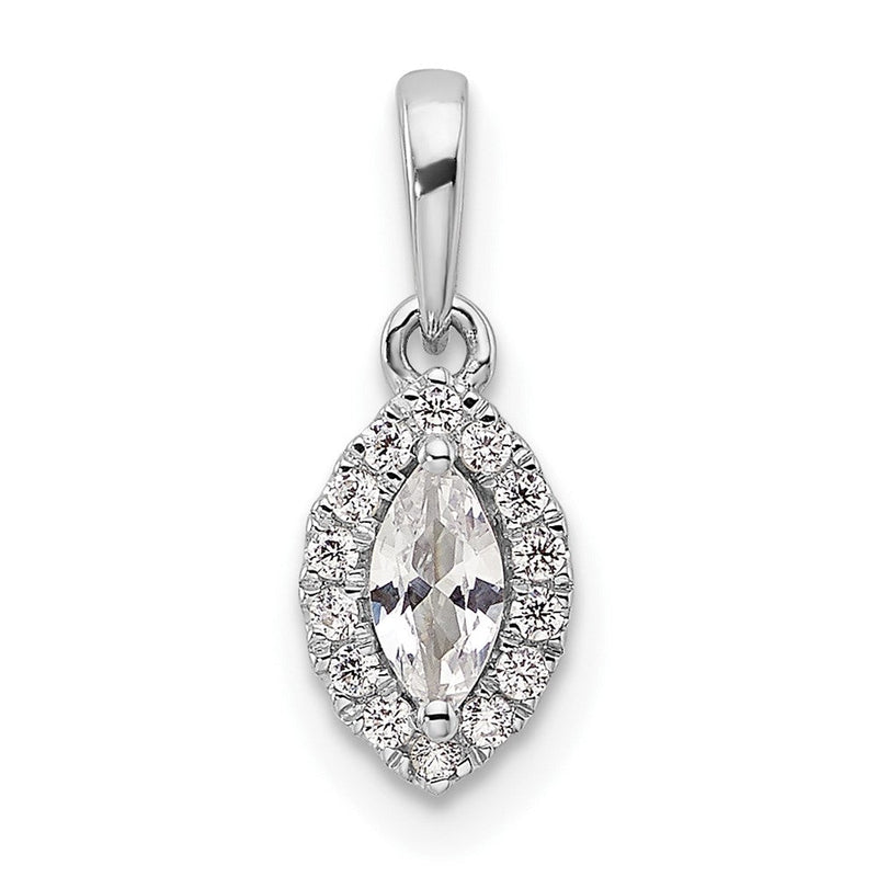 14K Weißgold Anhänger mit 0,10 ct. laborgezüchtetem Diamant VS/SI+ G+ und Weißem Saphir, Geburtsstein für April