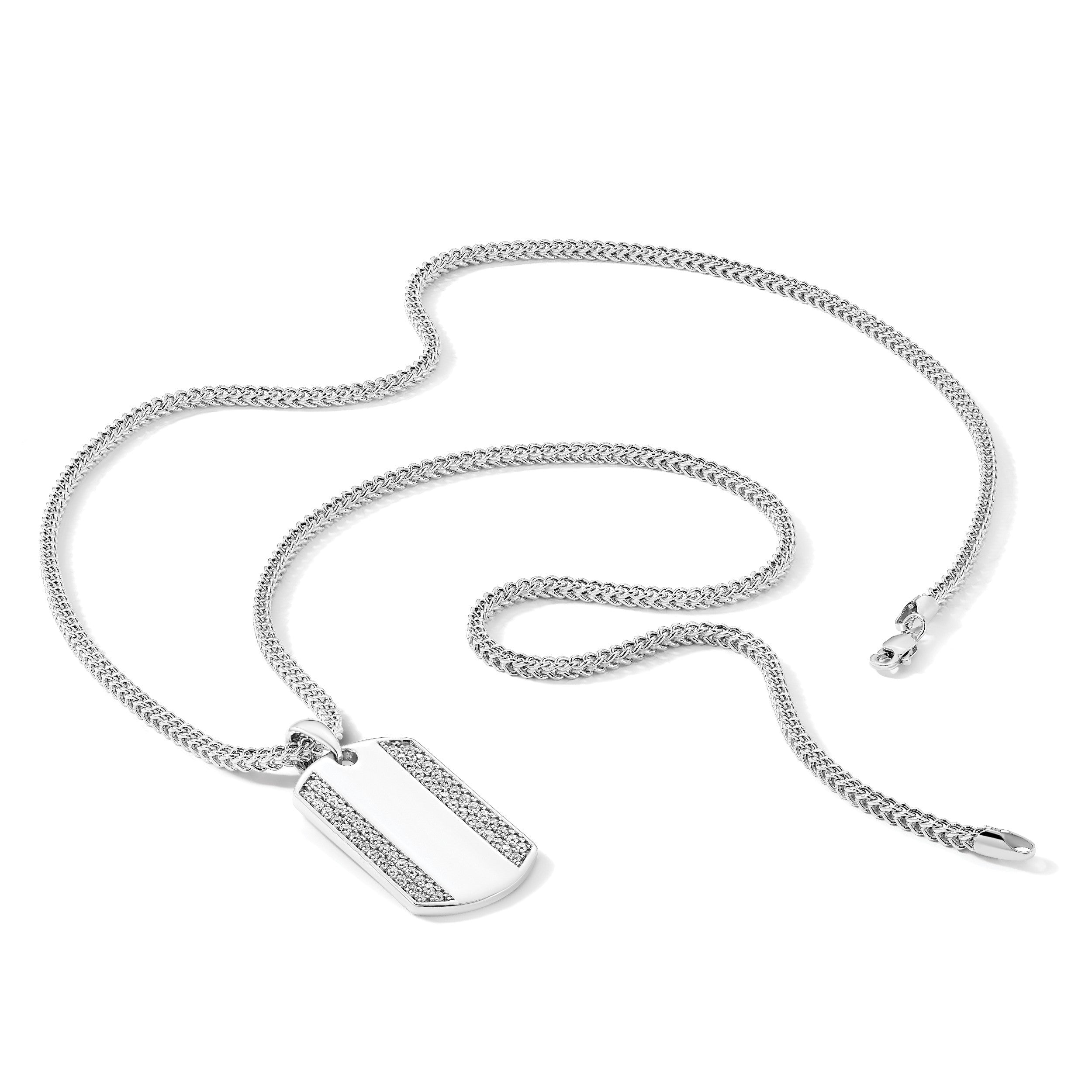 14K Weißgold True Origin Herren 3/4 Karat Im Labor Gezüchtet Diamant Vs D E F Erkennungsmarke Anhänger