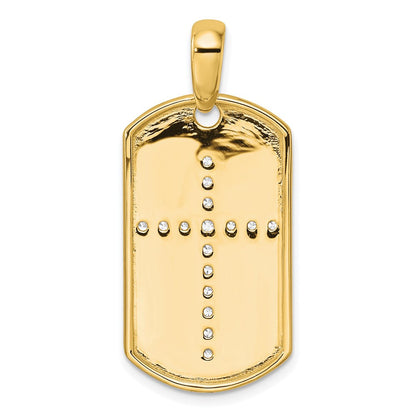 14K Gelbgold True Origin Herren 1/2 Karat Im Labor Gezüchtet Diamant Vs D E F Kreuz Erkennungsmarke Anhänger