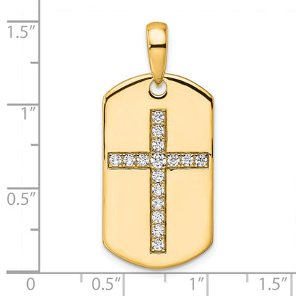 14K Gelbgold True Origin Herren 1/2 Karat Im Labor Gezüchtet Diamant Vs D E F Kreuz Erkennungsmarke Anhänger