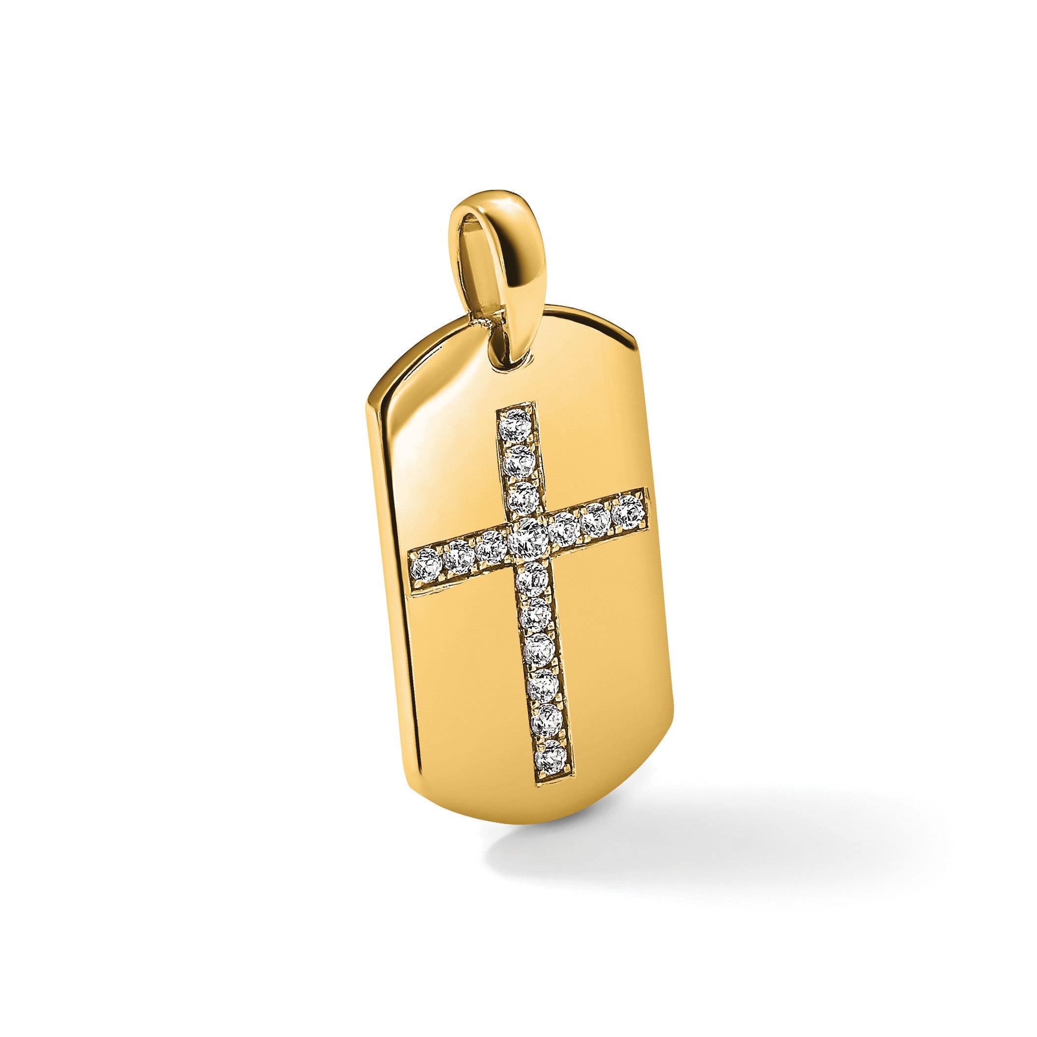 14K Gelbgold True Origin Herren 1/2 Karat Im Labor Gezüchtet Diamant Vs D E F Kreuz Erkennungsmarke Anhänger