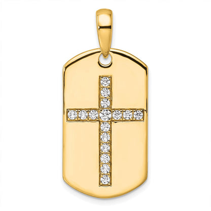 14K Gelbgold True Origin Herren 1/2 Karat Im Labor Gezüchtet Diamant Vs D E F Kreuz Erkennungsmarke Anhänger