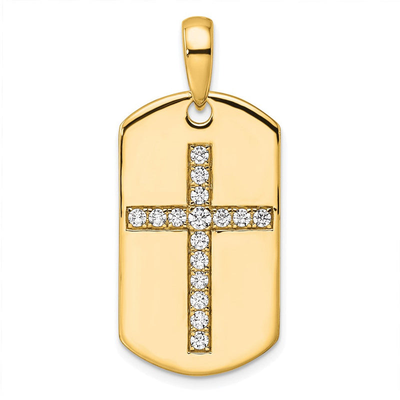 14K Gelbgold True Origin Herren 1/2 Karat Im Labor Gezüchtet Diamant Vs D E F Kreuz Erkennungsmarke Anhänger