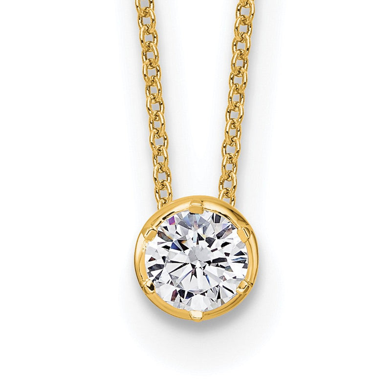 14K Gelbgold 1/2 Ct. Im Labor Gezüchtet Diamant Vs/si+ G+ Rund 18 Zoll Solitär Anhänger Halskette