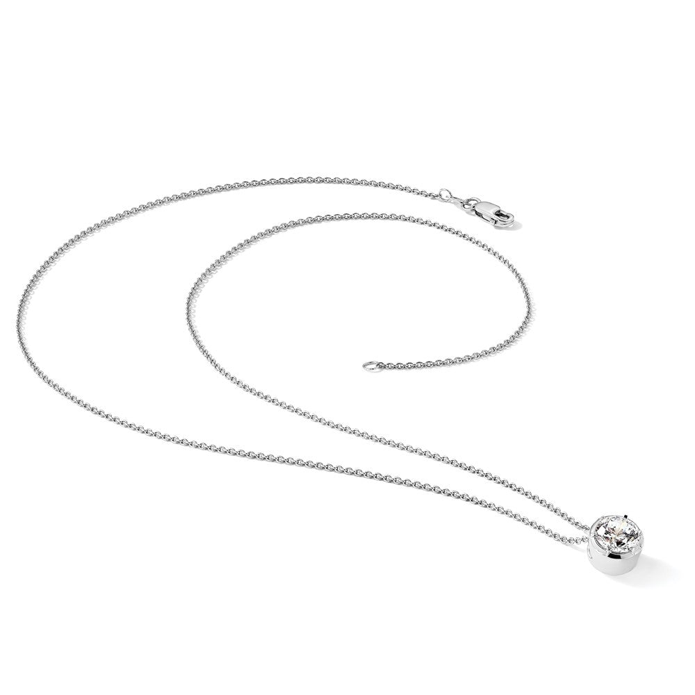 14K Weißgold 1 Ct. Im Labor Gezüchtet Diamant Vs/si+ G+ Rund 18 Zoll Solitär Anhänger Halskette