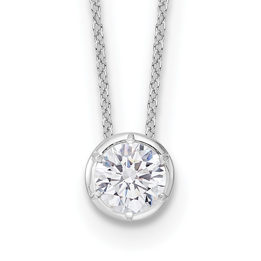 14K Weißgold 1 Ct. Im Labor Gezüchtet Diamant Vs/si+ G+ Rund 18 Zoll Solitär Anhänger Halskette