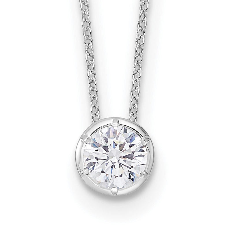 14K Weißgold 1 Ct. Im Labor Gezüchtet Diamant Vs/si+ G+ Rund 18 Zoll Solitär Anhänger Halskette