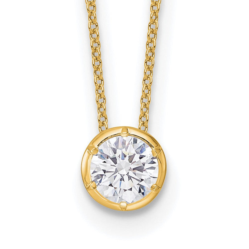 14K Gelbgold 1 Ct. Im Labor Gezüchtet Diamant Vs/si+ G+ Rund 18 Zoll Solitär Anhänger Halskette