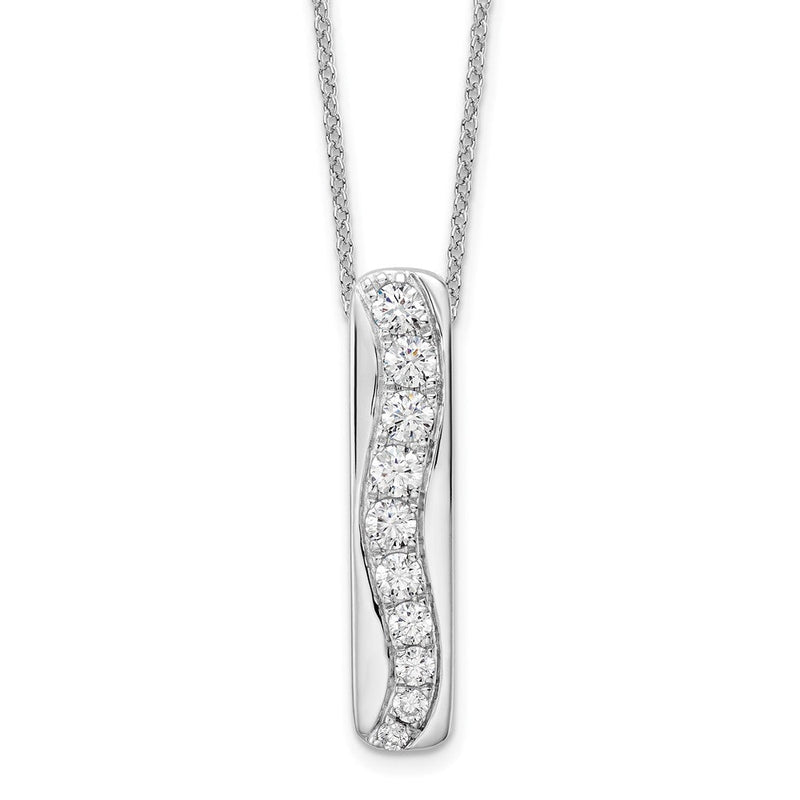 14K Weißgold True Origin 3/4 Karat Im Labor Gezüchtet Diamant Vs Def 18 Zoll Vertikal Stab Anhänger Halskette