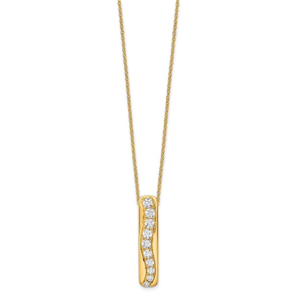 14K Gelbgold True Origin 3/4 Karat Im Labor Gezüchtet Diamant Vs Def 18 Zoll Vertikal Stab Anhänger Halskette