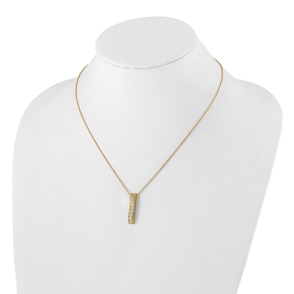 14K Gelbgold True Origin 3/4 Karat Im Labor Gezüchtet Diamant Vs Def 18 Zoll Vertikal Stab Anhänger Halskette
