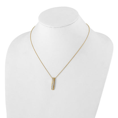 14K Gelbgold True Origin 3/4 Karat Im Labor Gezüchtet Diamant Vs Def 18 Zoll Vertikal Stab Anhänger Halskette