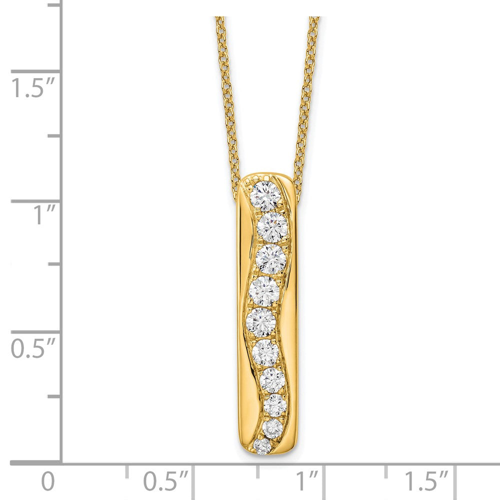 14K Gelbgold True Origin 3/4 Karat Im Labor Gezüchtet Diamant Vs Def 18 Zoll Vertikal Stab Anhänger Halskette