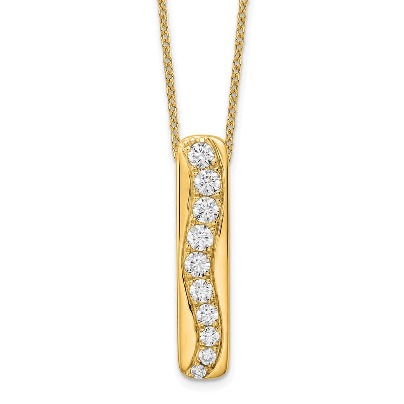 14K Gelbgold True Origin 3/4 Karat Im Labor Gezüchtet Diamant Vs Def 18 Zoll Vertikal Stab Anhänger Halskette