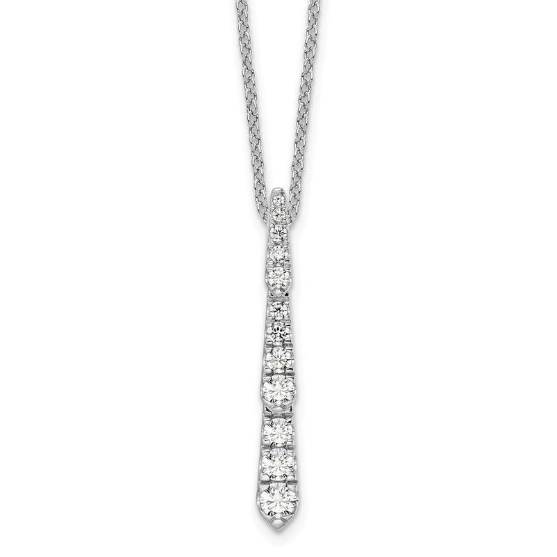 14K Weißgold True Origin 3/8 Karat Im Labor Gezüchtet Diamant Vs Def 18 Zoll Vertikal Anhänger Halskette