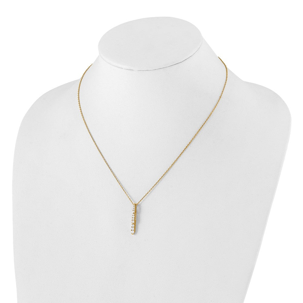 14K Gelbgold True Origin 3/8 Karat Im Labor Gezüchtet Diamant Vs Def 18 Zoll Vertikal Anhänger Halskette