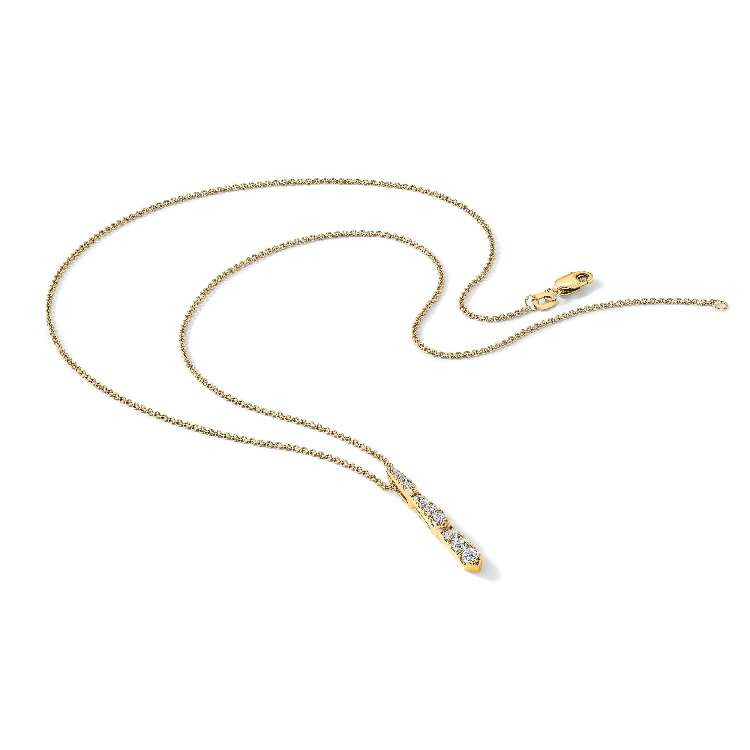 14K Gelbgold True Origin 3/8 Karat Im Labor Gezüchtet Diamant Vs Def 18 Zoll Vertikal Anhänger Halskette