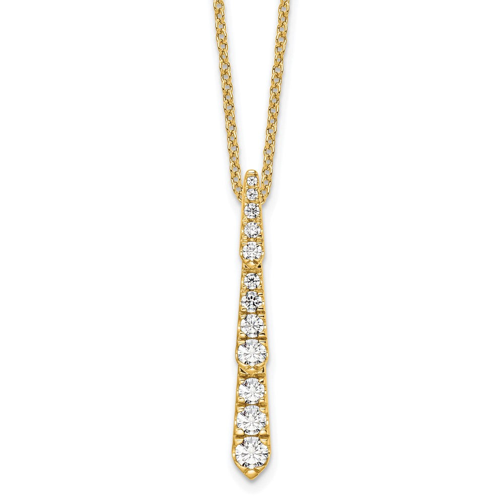 14K Gelbgold True Origin 3/8 Karat Im Labor Gezüchtet Diamant Vs Def 18 Zoll Vertikal Anhänger Halskette