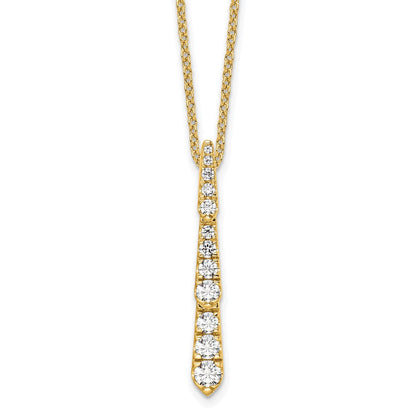 14K Gelbgold True Origin 3/8 Karat Im Labor Gezüchtet Diamant Vs Def 18 Zoll Vertikal Anhänger Halskette