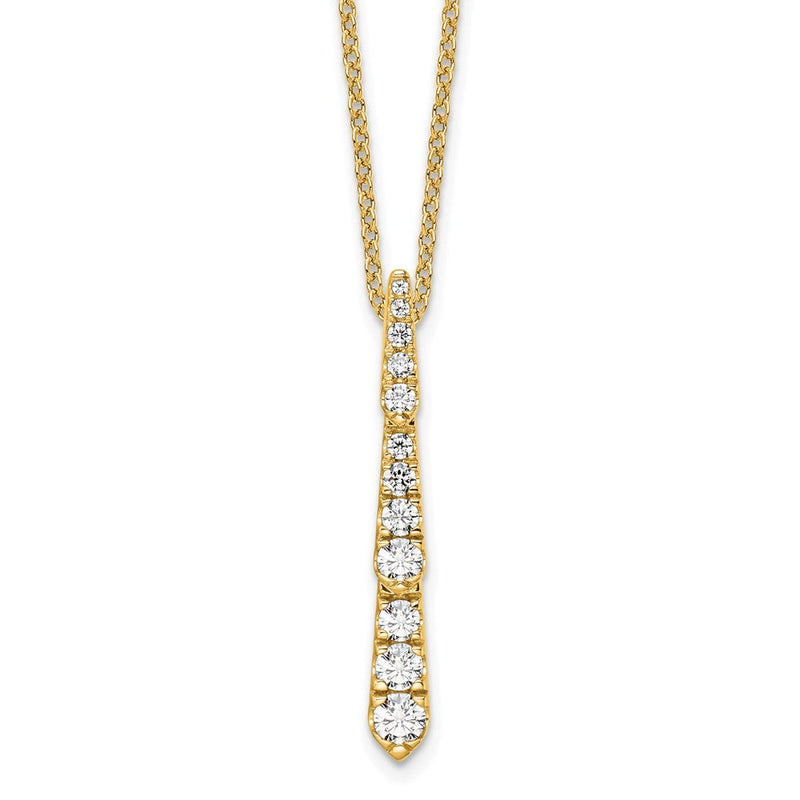 14K Gelbgold True Origin 3/8 Karat Im Labor Gezüchtet Diamant Vs Def 18 Zoll Vertikal Anhänger Halskette