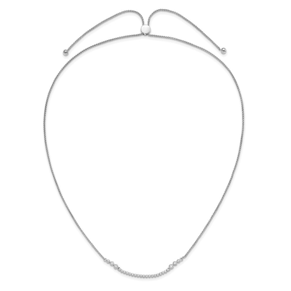 14K Weißgold 5/8 Ct. Im Labor Gezüchtet Diamant Vs/si+ G+ Verstellbar Up To 24 Zoll Tennis Style Bolo Halskette