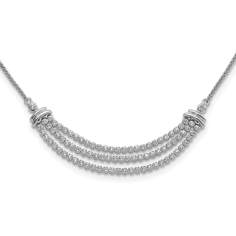 14K Weißgold 2 1/6 Ct. Im Labor Gezüchtet Diamant Vs/si+ G+ Verstellbar Up To 24 Zoll Dreifach Reihe Tennis Style Bolo Halskette