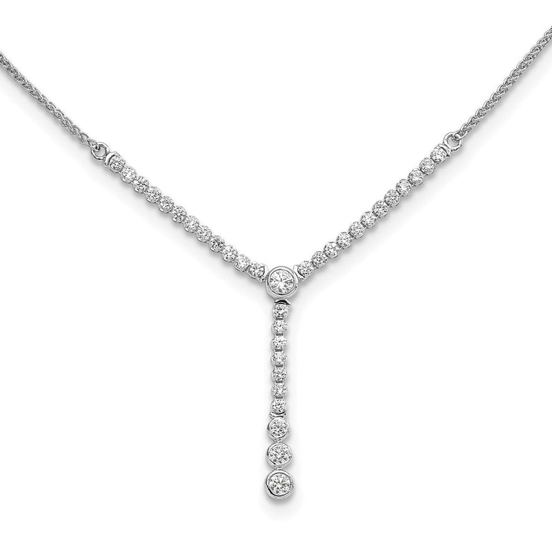 14K Weißgold 1 Ct. Im Labor Gezüchtet Diamant Vs/si+ G+ Verstellbar Up To 24 Zoll Tennis Style Bolo Halskette