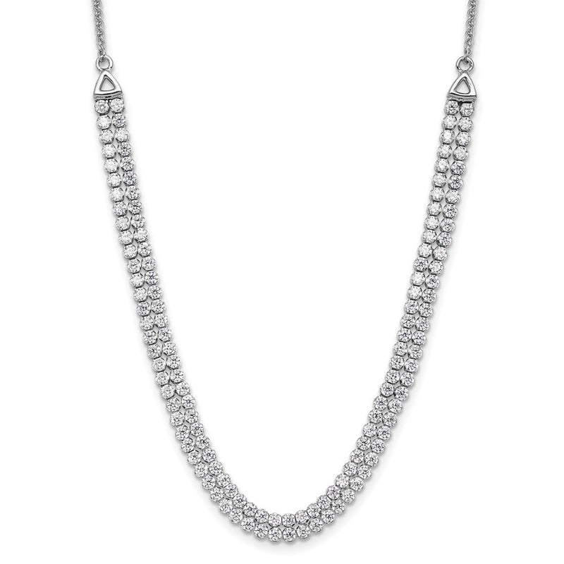 14K Weißgold 3 1/3 Ct. Im Labor Gezüchtet Diamant Vs/si+ G+ Verstellbar 13.5 To 24 Zoll Doppelt Reihe Tennis Bolo Halskette