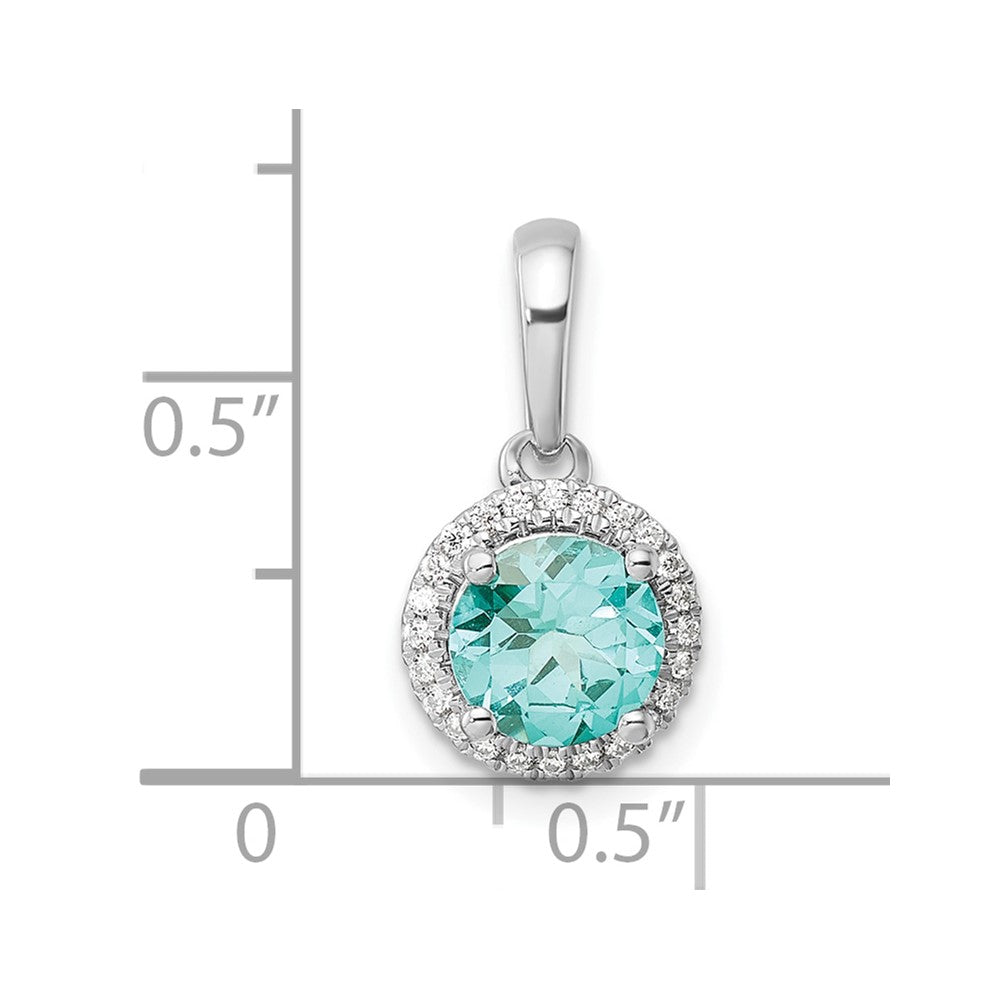 Pure Serenity 14K Weißgold Halo-Anhänger mit 0,10 ct. im Labor gezüchtetem Diamant VS/SI+ G+ und im Labor gezüchtetem Paraíba-Turmalin