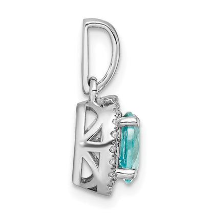Pure Serenity 14K Weißgold Anhänger mit 0,10 ct. im Labor gezüchtetem Diamant VS/SI+ G+ und im Labor gezüchtetem Paraíba-Turmalin in Tropfenform
