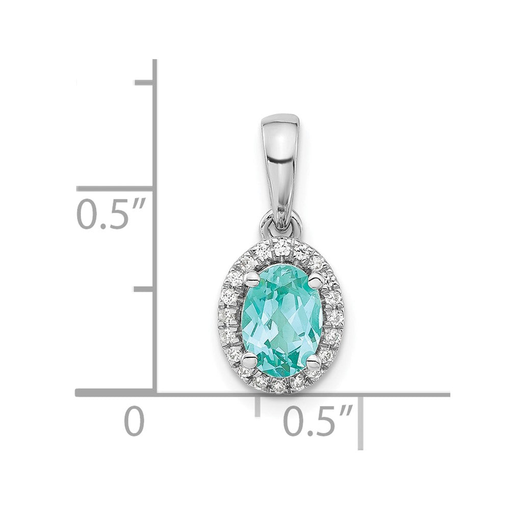 Pure Serenity 14K Weißgold Anhänger mit 0,10 ct. im Labor gezüchtetem Diamant VS/SI+ G+ und im Labor gezüchtetem Paraíba-Turmalin in Tropfenform