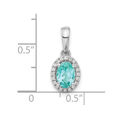 Pure Serenity 14K Weißgold Anhänger mit 0,10 ct. im Labor gezüchtetem Diamant VS/SI+ G+ und im Labor gezüchtetem Paraíba-Turmalin in Tropfenform