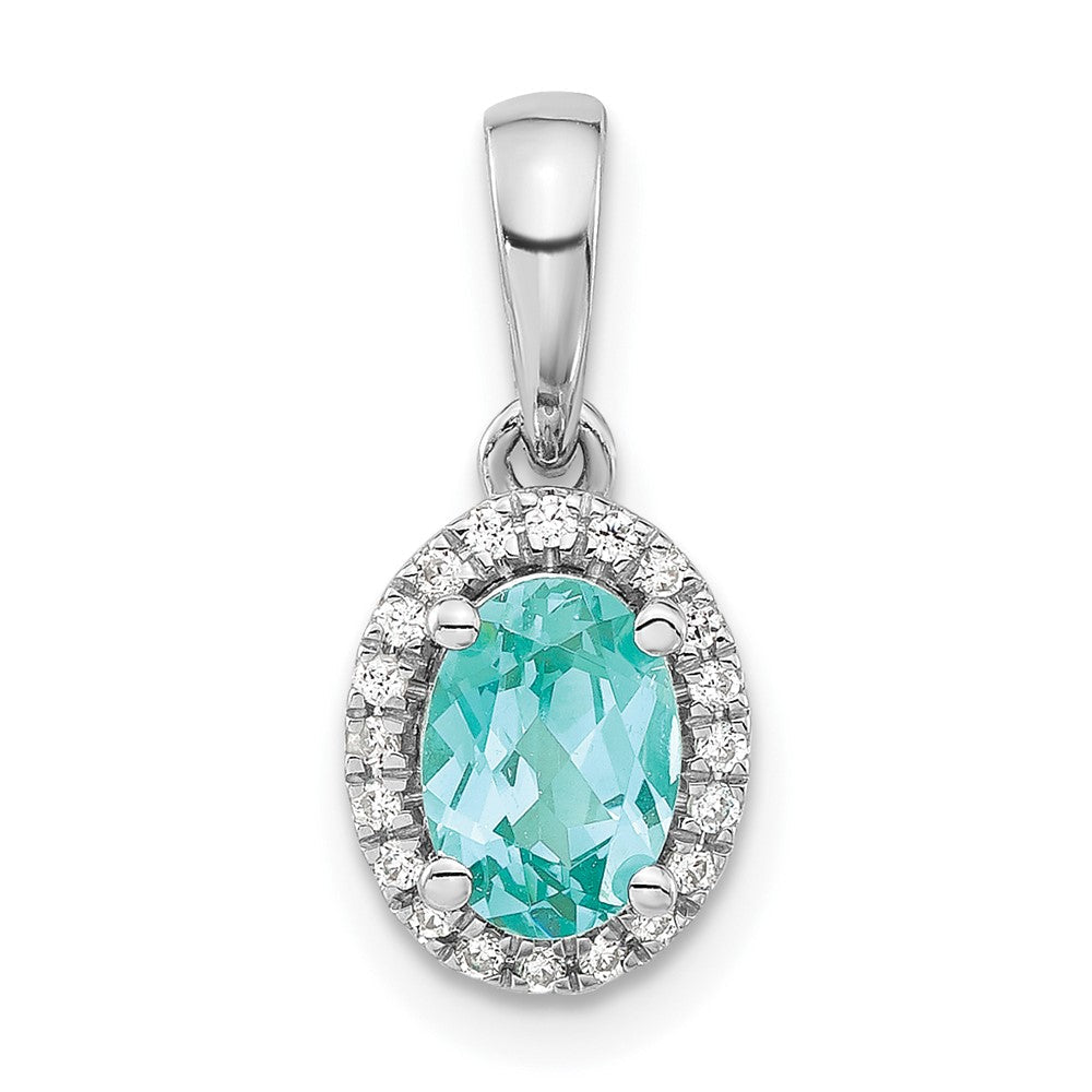 Pure Serenity 14K Weißgold Anhänger mit 0,10 ct. im Labor gezüchtetem Diamant VS/SI+ G+ und im Labor gezüchtetem Paraíba-Turmalin in Tropfenform