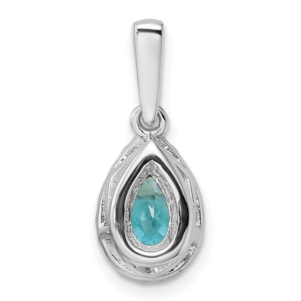 Pure Serenity 14K Weißgold Anhänger mit 0,125 ct. laborgezüchtetem Diamanten VS/SI+ G+ und im Labor gezüchtetem Paraiba-Turmalin im Tropfenschliff