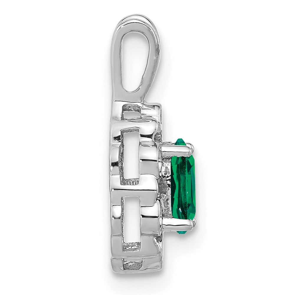 14K Weißgold Anhänger mit 0,1 ct. laborgezüchtetem Diamant VS/SI+ G+ und laborgezüchtetem Smaragd