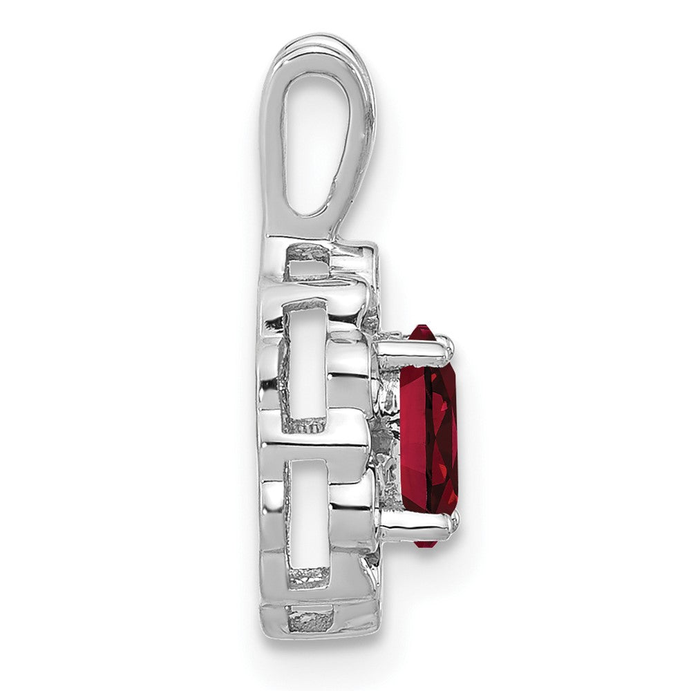 14K Weißgold Anhänger mit 0,1 ct. im Labor gezüchtetem Diamant VS/SI+ G+ und im Labor gezüchtetem Rubin