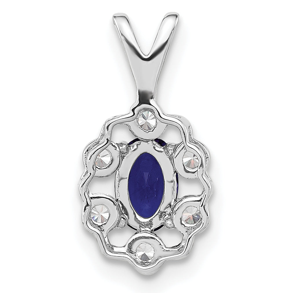 14K Weißgold 0,1 ct. Laborgezüchteter Diamant VS/SI+ G+ und Laborgezüchteter Blauer Saphir Anhänger