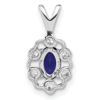 14K Weißgold 0,1 ct. Laborgezüchteter Diamant VS/SI+ G+ und Laborgezüchteter Blauer Saphir Anhänger
