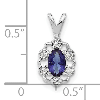 14K Weißgold 0,1 ct. Laborgezüchteter Diamant VS/SI+ G+ und Laborgezüchteter Blauer Saphir Anhänger