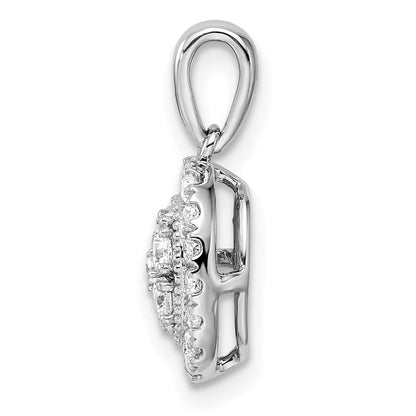 14K Weißgold Halo-Anhänger, oval, mit 0,375 ct. laborgezüchtetem Diamanten VS/SI
