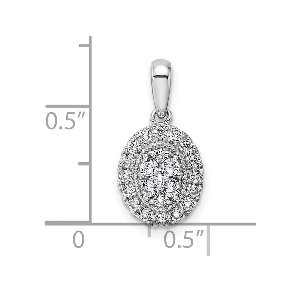 14K Weißgold Halo-Anhänger, oval, mit 0,375 ct. laborgezüchtetem Diamanten VS/SI