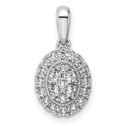 14K Weißgold Halo-Anhänger, oval, mit 0,375 ct. laborgezüchtetem Diamanten VS/SI