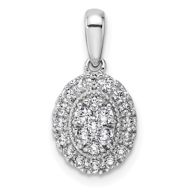 14K Weißgold Halo-Anhänger, oval, mit 0,375 ct. laborgezüchtetem Diamanten VS/SI