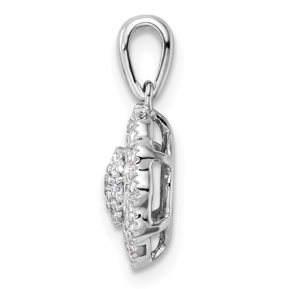 14k Weißgold 0,5 ct. Laborgezüchteter Diamant VS/SI+ G+ Quadratischer Halo-Anhänger
