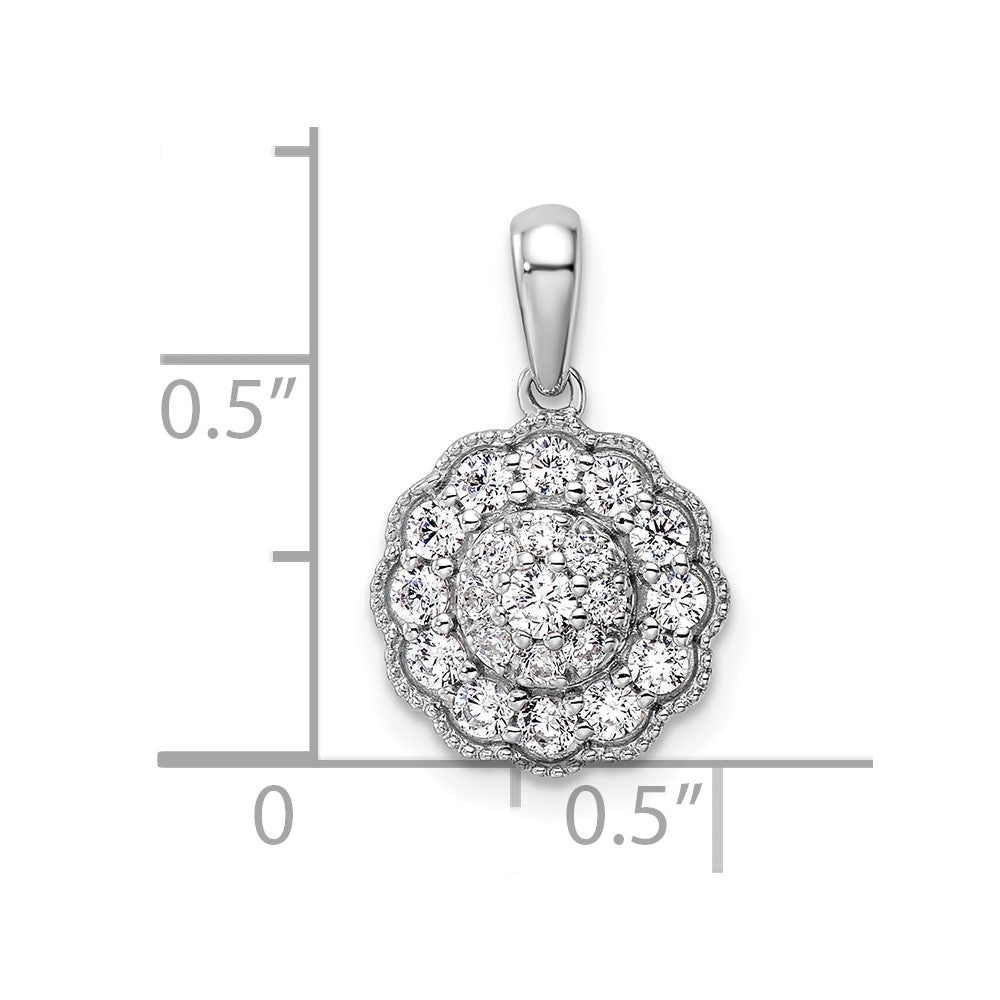 14k Weißgold 0,5 ct. Laborgezüchteter Diamant VS/SI+ G+ Quadratischer Halo-Anhänger