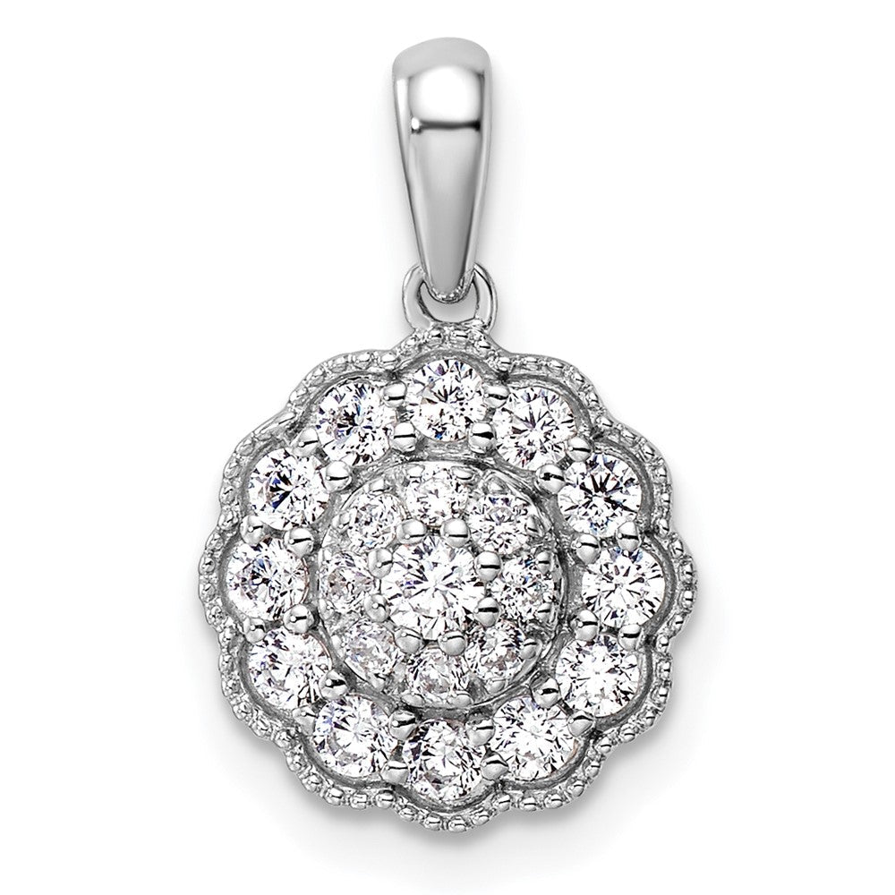 14k Weißgold 0,5 ct. Laborgezüchteter Diamant VS/SI+ G+ Quadratischer Halo-Anhänger
