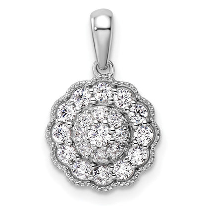 14k Weißgold 0,5 ct. Laborgezüchteter Diamant VS/SI+ G+ Quadratischer Halo-Anhänger