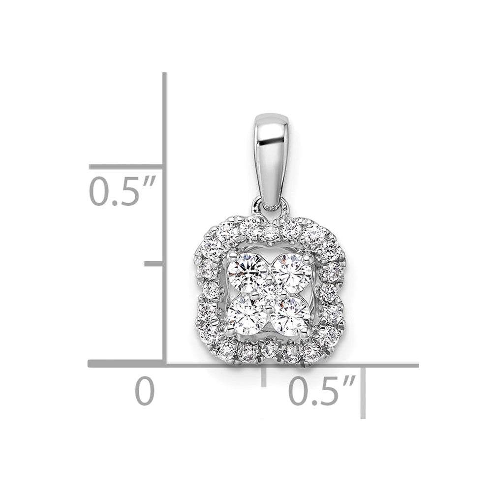 14K Weißgold 0,375 ct. Labor-Diamant VS/SI+ G+ Quadratischer Halo-Anhänger